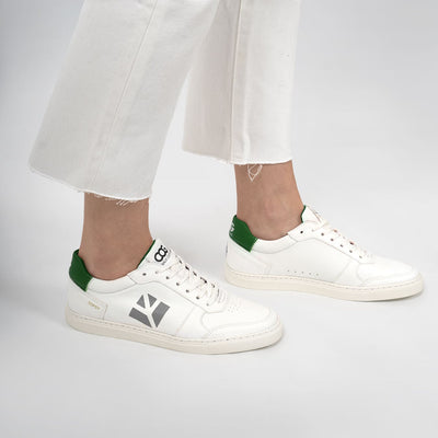 Baskets sneakers végan et écologique cuir végétal blanche vert - Topsy Cog