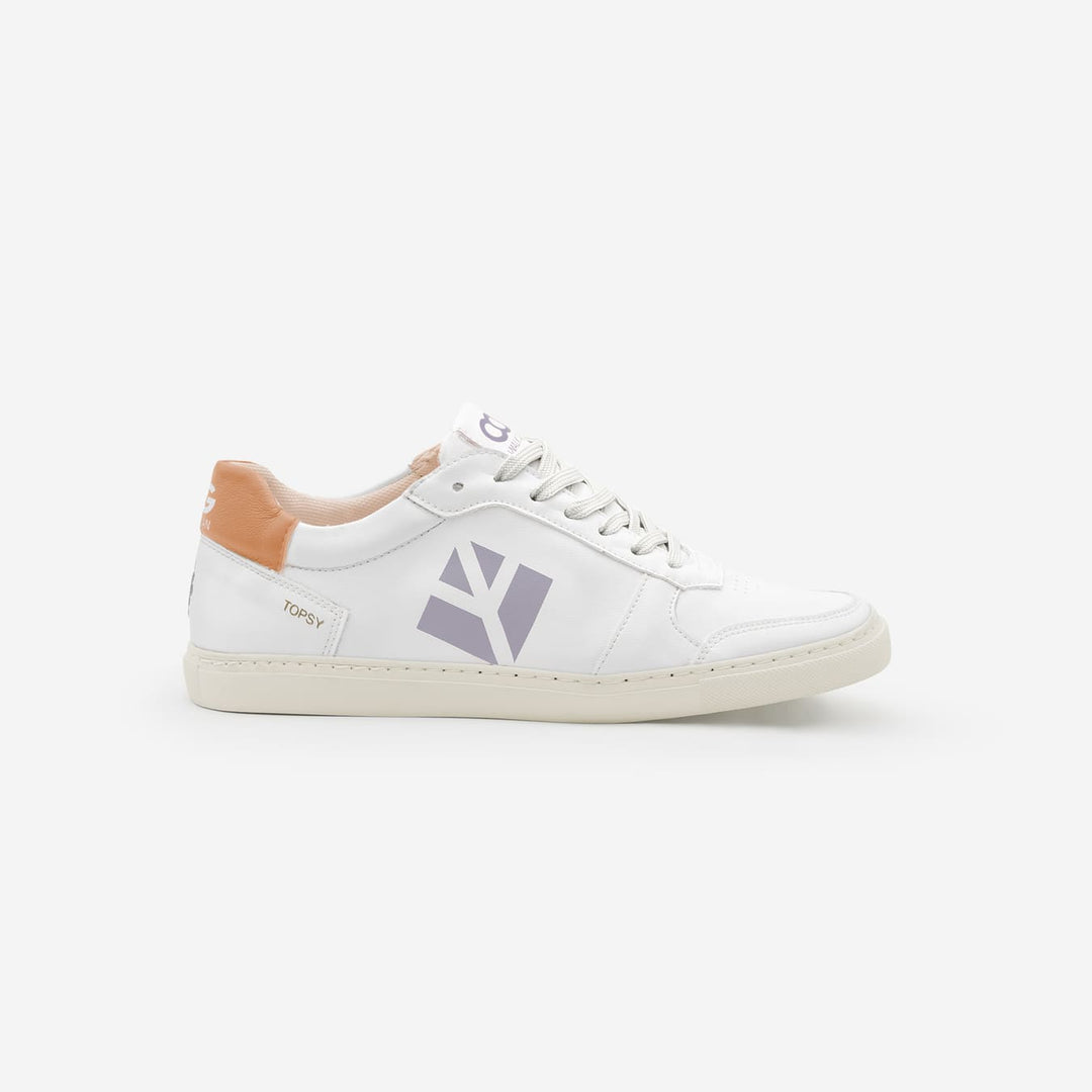 Baskets sneakers végan et écologique cuir végétal blanche violet - Topsy Cog