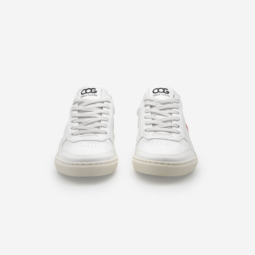 Baskets sneakers végan et écologique cuir végétal blanche rose - Topsy Cog