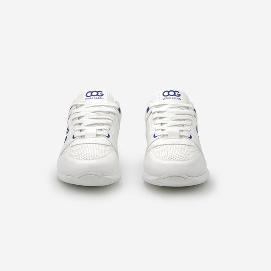 Baskets running végan et écologique femme blanc bleu - Raven Cog