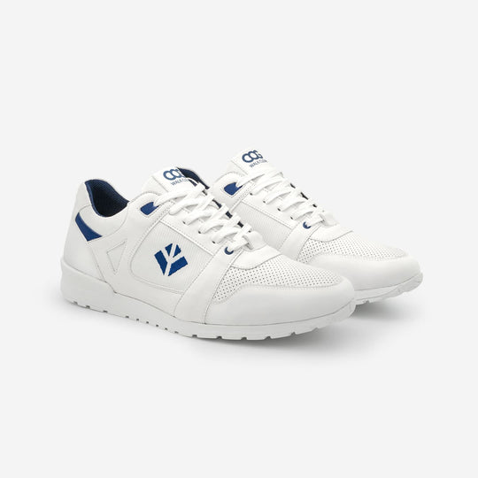 Baskets running végan et écologique homme blanc bleu - Raven Cog