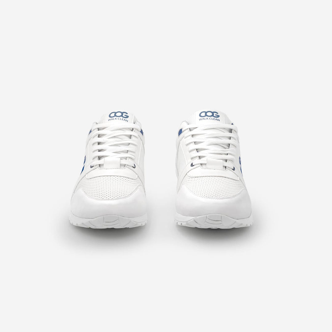 Baskets running végan et écologique homme blanc bleu - Raven Cog