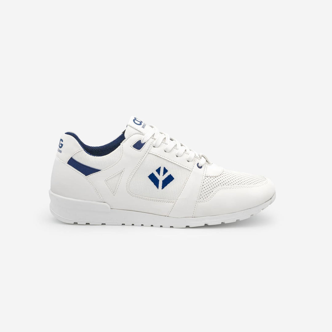 Baskets running végan et écologique homme blanc bleu - Raven Cog