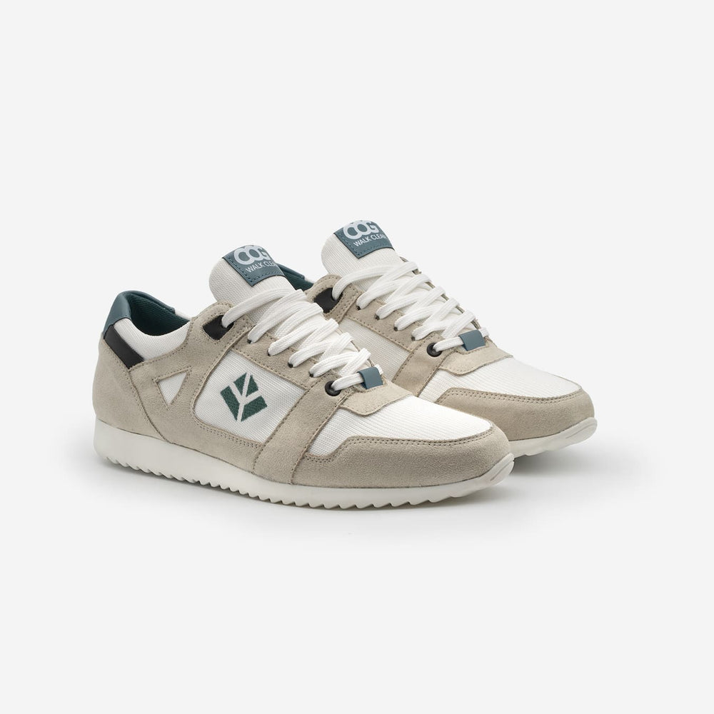 Baskets running végan et écologique femme blanc beige vert - Raven Cog