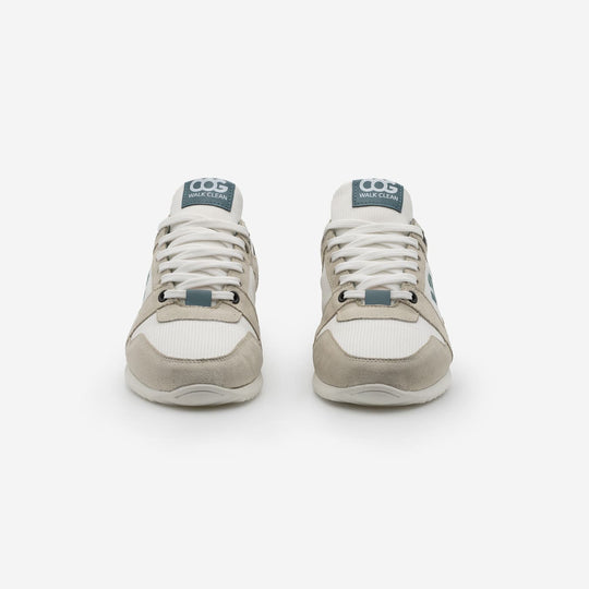 Baskets running végan et écologique femme blanc beige vert - Raven Cog