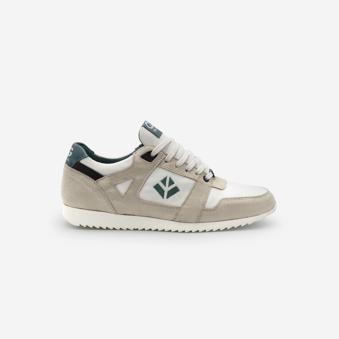 Baskets running végan et écologique femme blanc beige vert - Raven Cog
