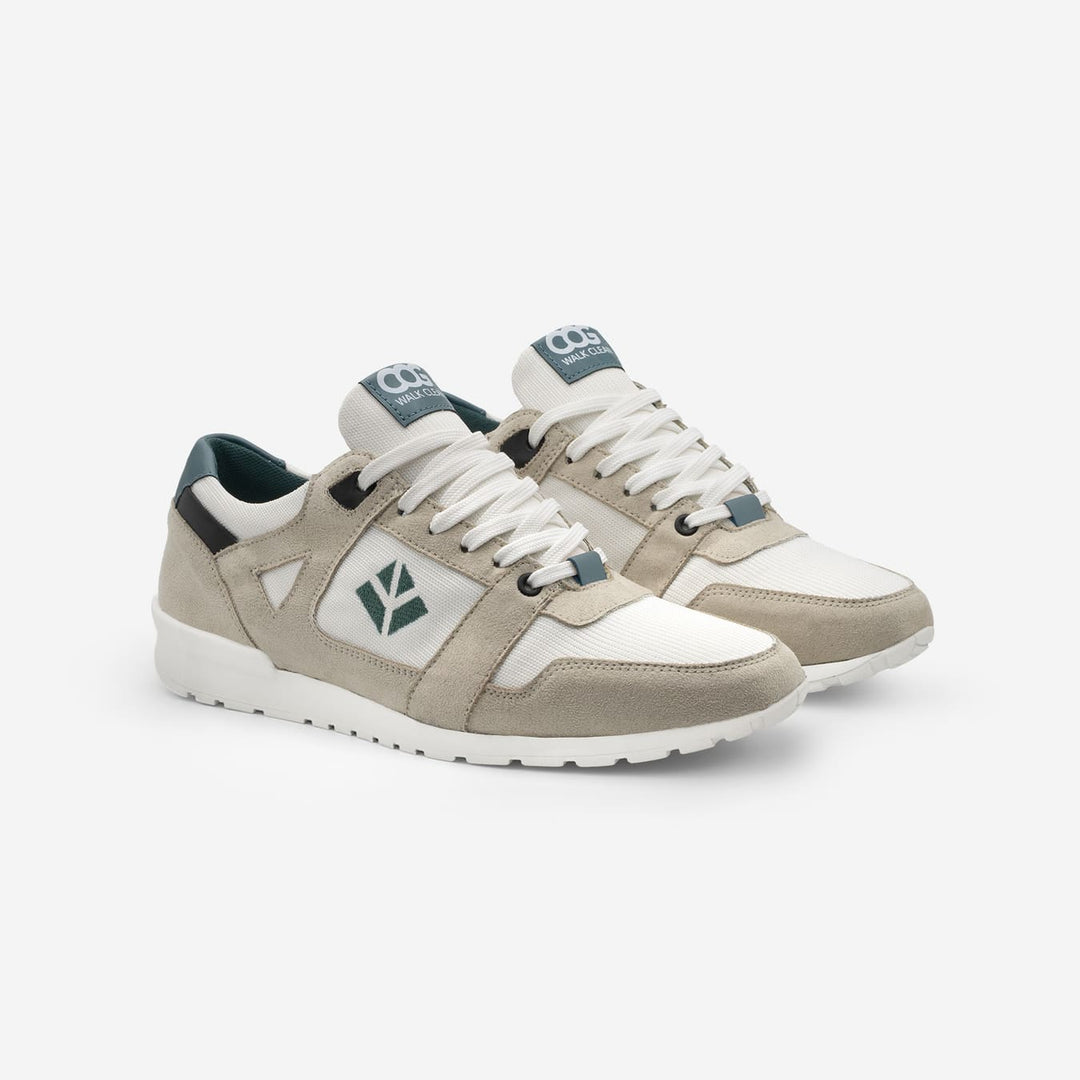 Baskets running végan et écologique homme blanc beige vert - Raven Cog