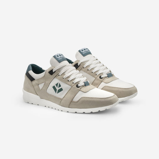 Baskets running végan et écologique homme blanc beige vert - Raven Cog