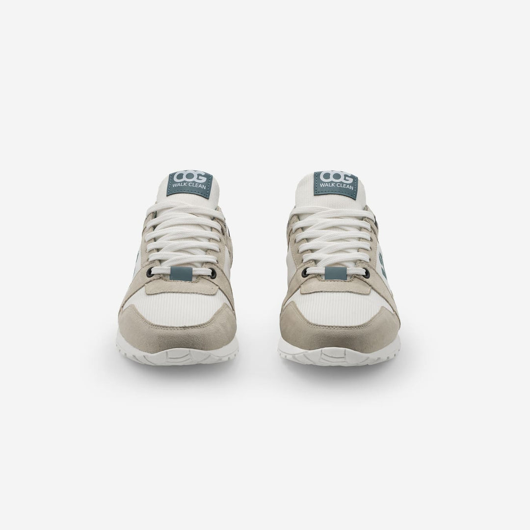 Baskets running végan et écologique homme blanc beige vert - Raven Cog