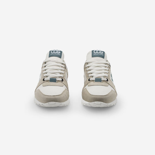 Baskets running végan et écologique homme blanc beige vert - Raven Cog