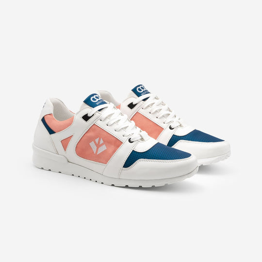 Baskets running végan et écologique homme blanche corail - Raven Cog