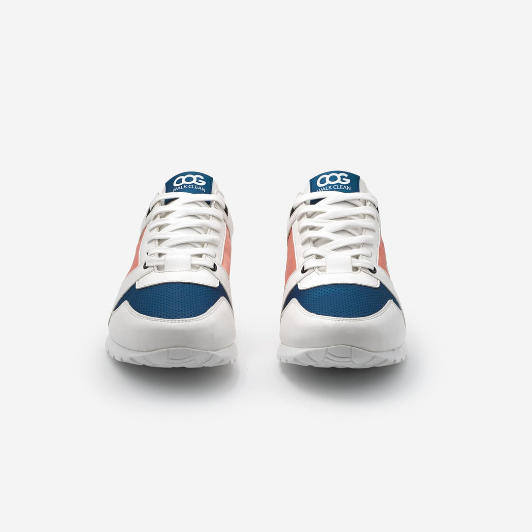 Baskets running végan et écologique homme blanche corail - Raven Cog
