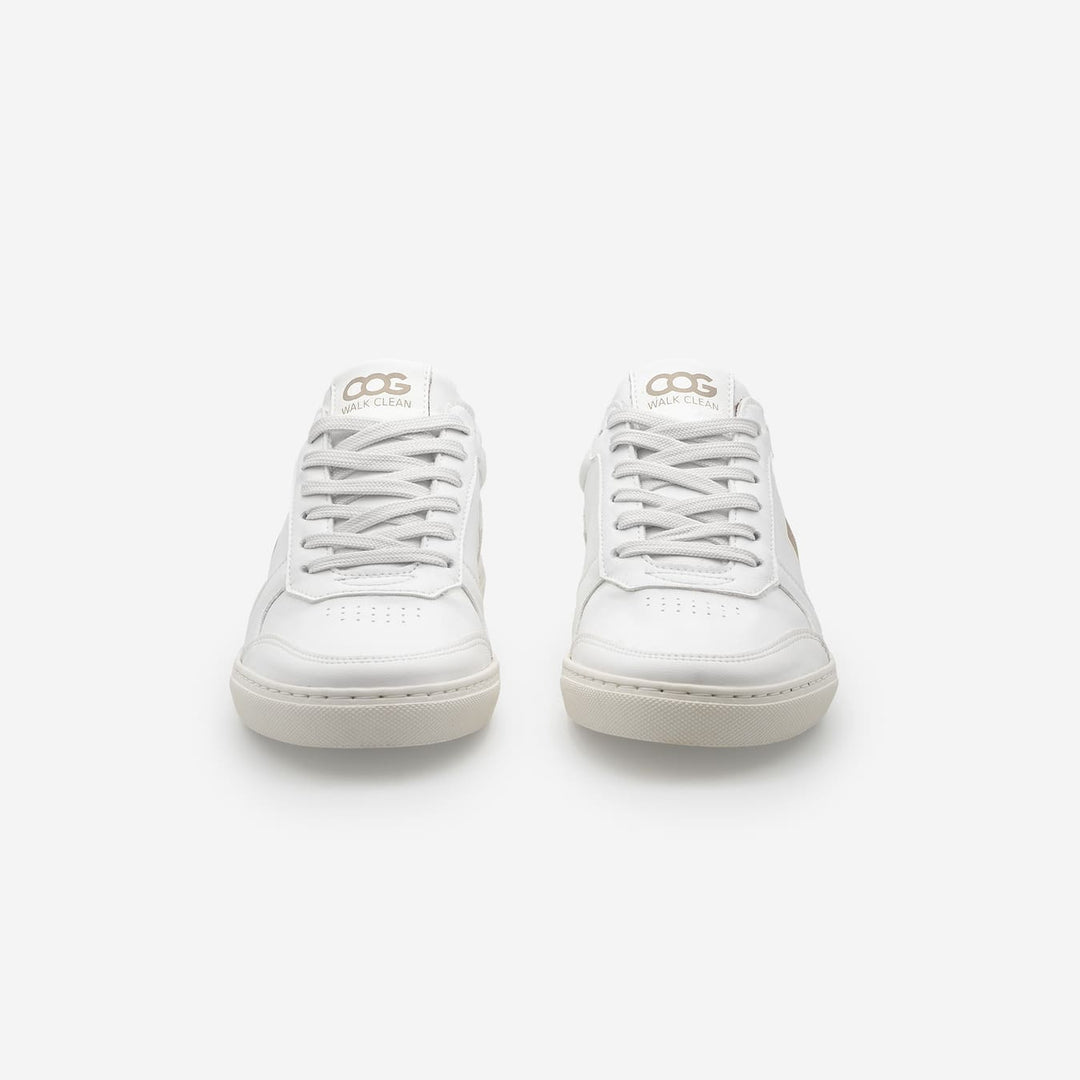 Baskets sneakers végan et écologique cuir végétal blanche beige - Topsy Cog