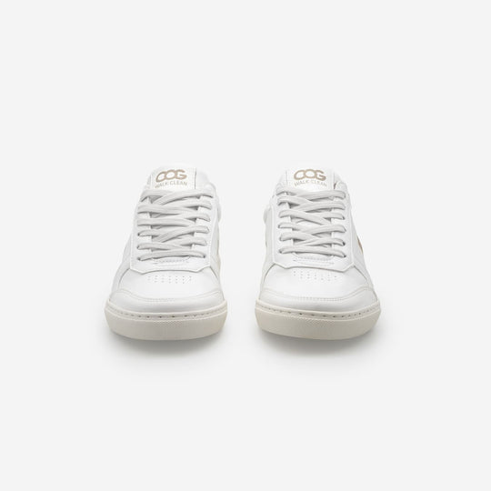 Baskets sneakers végan et écologique cuir végétal blanche beige - Topsy Cog