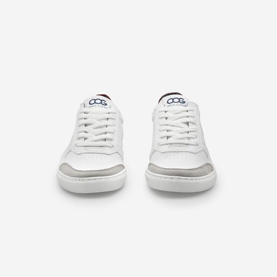 Baskets sneakers végan et écologique cuir végétal blanche bleu rouge - Topsy Cog