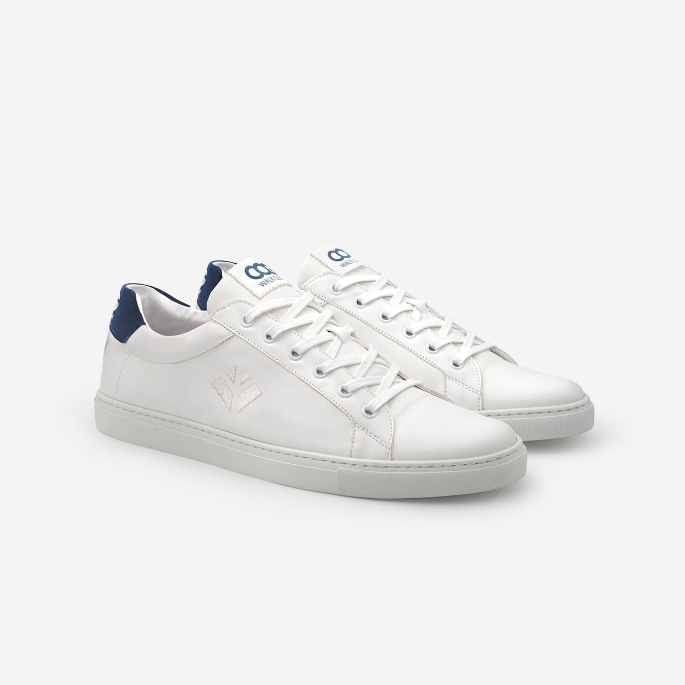 Sneakers baskets basses végan et écologique blanc bleu - Winton Cog