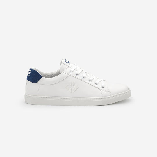 Sneakers baskets basses végan et écologique blanc bleu - Winton Cog