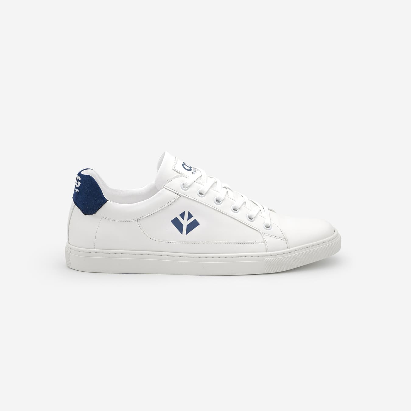 Sneakers baskets basses végan et écologique blanc bleu - Winton Cog