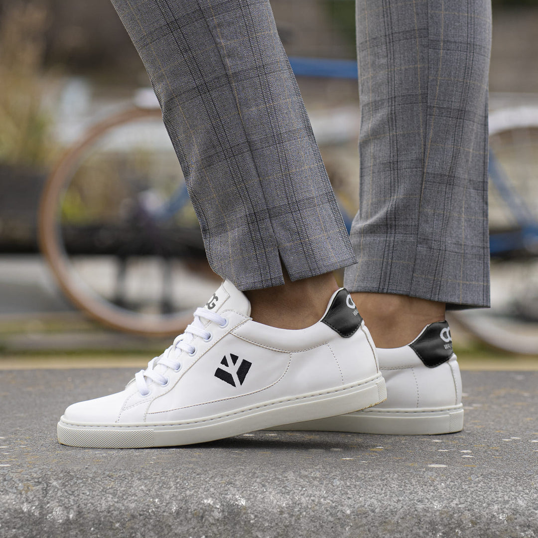 Sneakers baskets basses végan et écologique blanc noir - Winton Cog