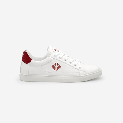 Sneakers baskets basses végan et écologique blanc rouge - Winton Cog