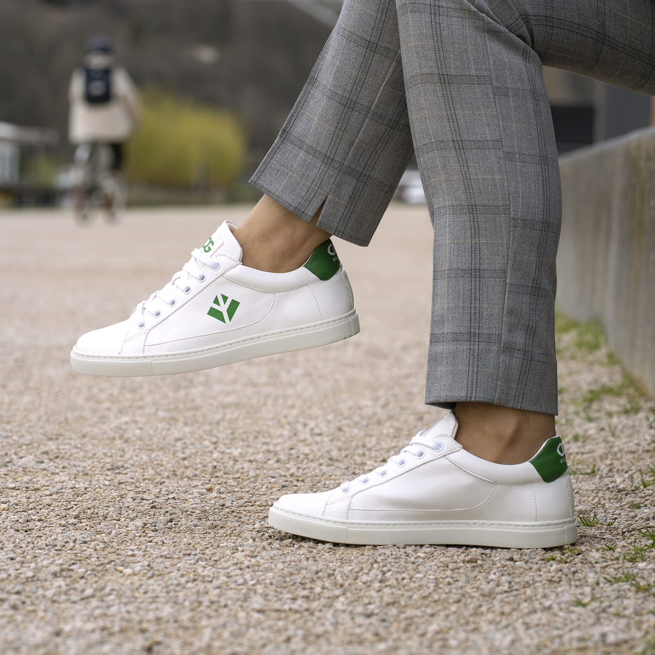 Sneakers baskets basses végan et écologique blanc vert - Winton Cog